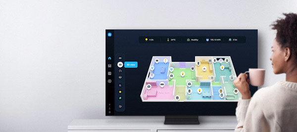 MTF Shop Samsung Klimaanlage Wärmepumpe Österreich | Behalten Sie den Überblick mit der 3D-Kartenansicht auf Ihrem Samsung TV. Steuern Sie Temperatur und Status Ihrer Klimageräte in jedem Raum bequem per Fernbedienung.