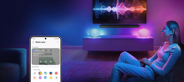 MTF Shop Samsung Klimaanlage Wärmepumpe Österreich | Erleben Sie perfektes Ambiente durch Music Sync. Synchronisieren Sie Ihre Beleuchtung mit Musik und genießen Sie ein smartes Wohlfühlklima in Ihrem modernen Zuhause.