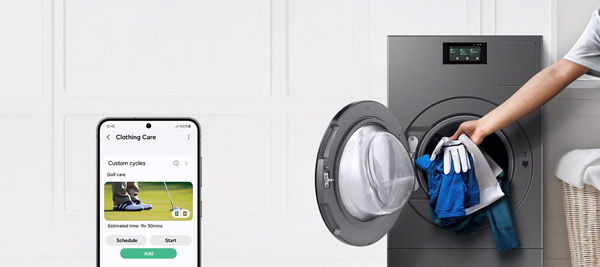 MTF Shop Samsung Klimaanlage Wärmepumpe Österreich | Intelligente Wäschepflege via SmartThings App steuern: Optimieren Sie Waschzyklen und Raumklima für eine schonende Behandlung Ihrer Textilien zu Hause.